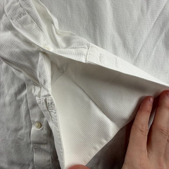 David Donahue Trim Cotton 16.5 36/37 Striped French Cuff White Button Up Premium - Picture 9 of 16
